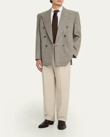 Saint Laurent Men's Double-Breasted Check Wool Blazer | Thumbnail 2 Saint Laurent Men's Double-Breasted Check Wool Blazer | Thumbnail 2