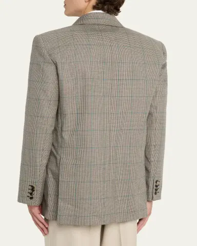 Saint Laurent Men's Double-Breasted Check Wool Blazer | Thumbnail 3 Saint Laurent Men's Double-Breasted Check Wool Blazer | Thumbnail 3