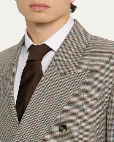 Saint Laurent Men's Double-Breasted Check Wool Blazer | Thumbnail 5 Saint Laurent Men's Double-Breasted Check Wool Blazer | Thumbnail 5
