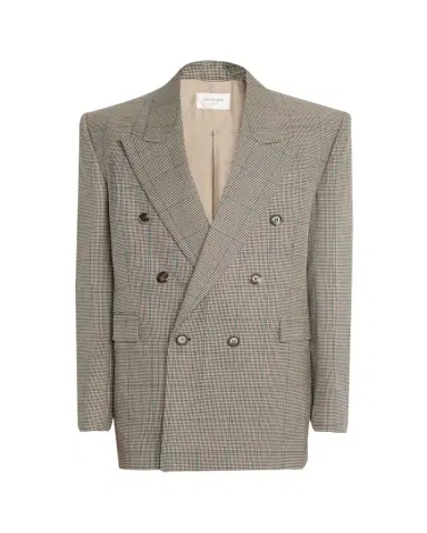 Saint Laurent Men's Double-Breasted Check Wool Blazer | Thumbnail 1 Saint Laurent Men's Double-Breasted Check Wool Blazer | Thumbnail 1
