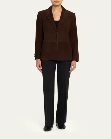 Vince Single-Breasted Suede Blazer | Thumbnail 2