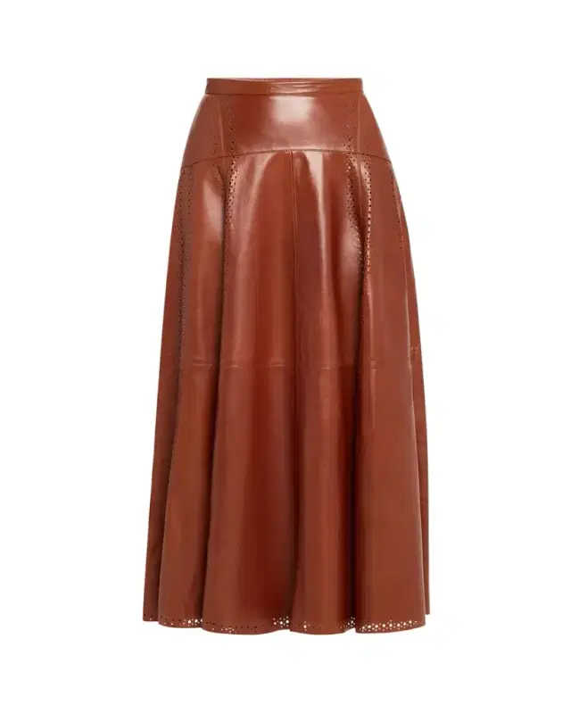 Aninda Leather Midi Skirt