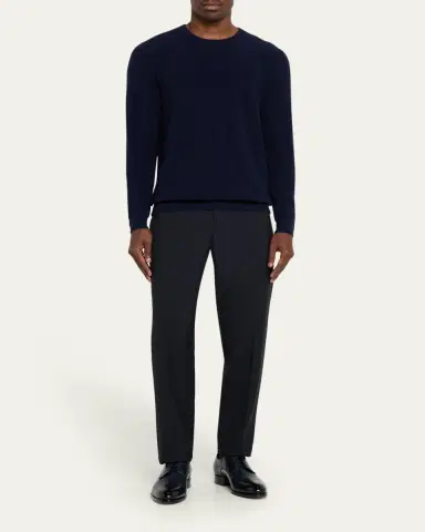 Bergdorf Goodman Men's Cashmere Fisherman Rib Crewneck Sweater | Thumbnail 2