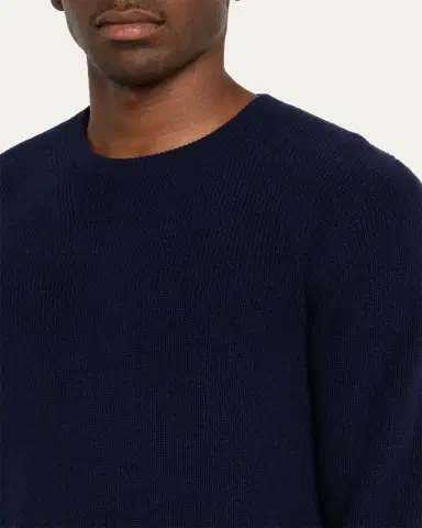 Bergdorf Goodman Men's Cashmere Fisherman Rib Crewneck Sweater | Thumbnail 5