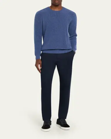 Bergdorf Goodman Men's Cashmere Fisherman Rib Crewneck Sweater | Thumbnail 2