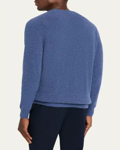 Bergdorf Goodman Men's Cashmere Fisherman Rib Crewneck Sweater | Thumbnail 3