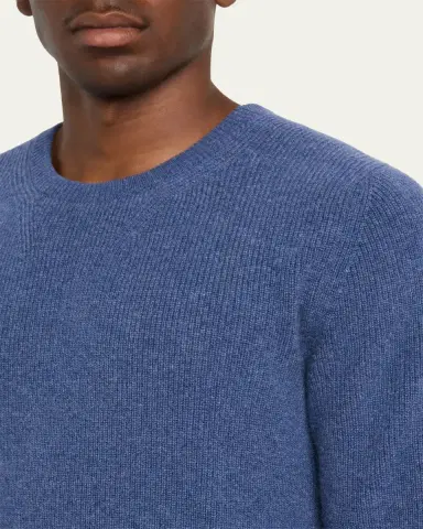 Bergdorf Goodman Men's Cashmere Fisherman Rib Crewneck Sweater | Thumbnail 5