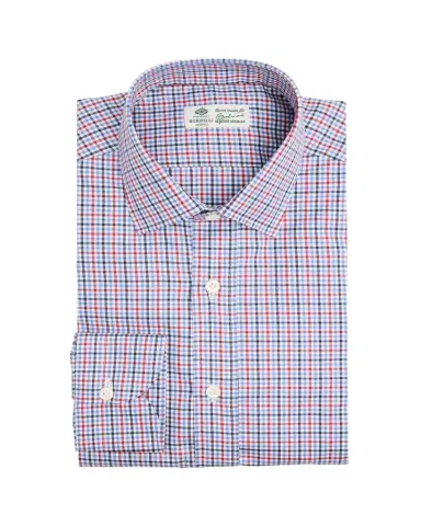 Borrelli Men's Cotton Multi-Plaid Point Collar Dress Shirt | Thumbnail 1
