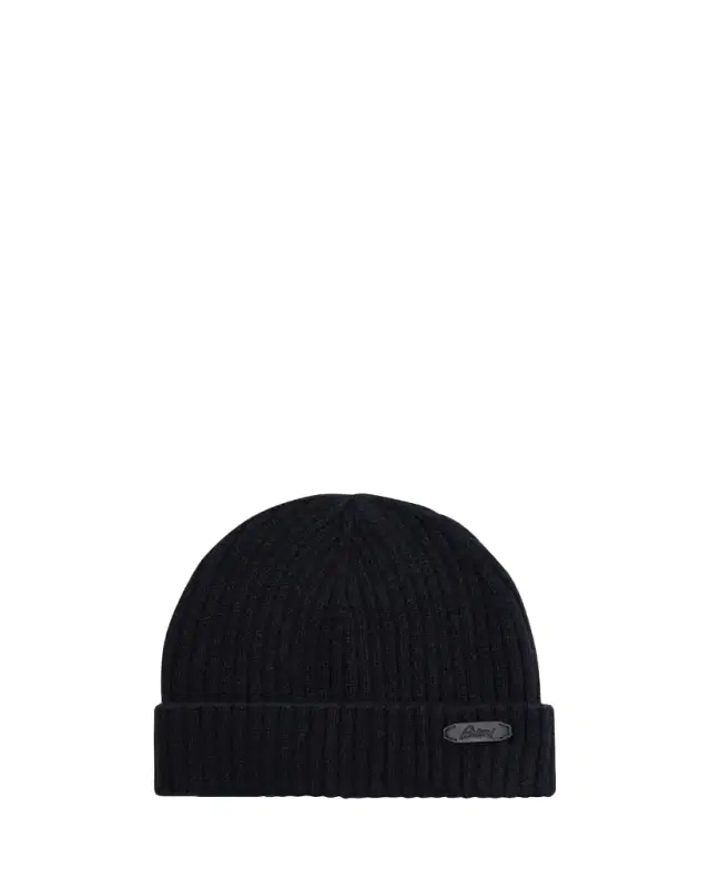 Men's Cashmere Rib Leather-Label Beanie Hat Men's Cashmere Rib Leather-Label Beanie Hat
