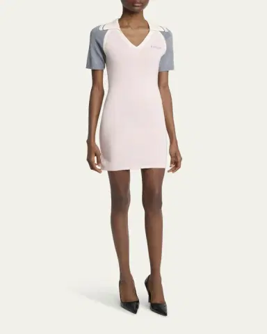 Casablanca Metallic Short-Sleeve Sporty Mini Polo Dress | Thumbnail 2 Casablanca Metallic Short-Sleeve Sporty Mini Polo Dress | Thumbnail 2