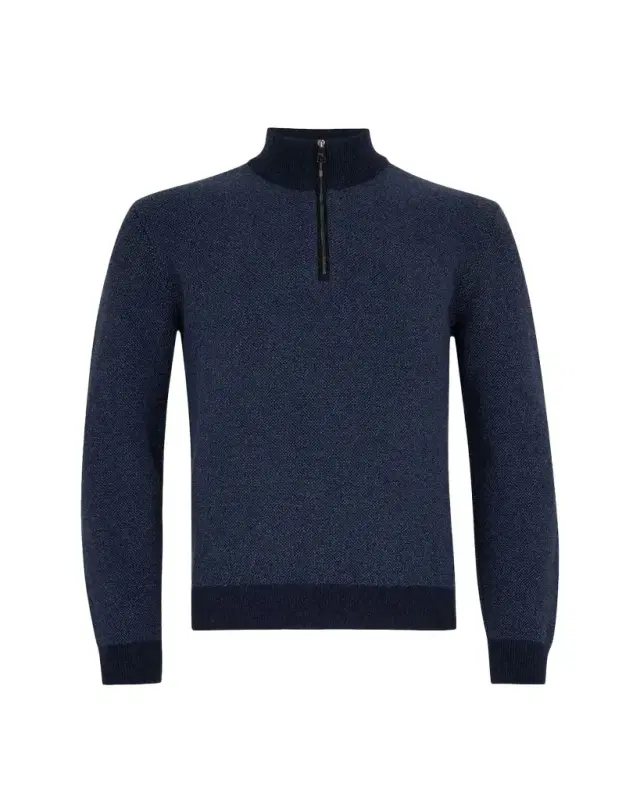 Birdseye Cashmere Quarter-Zip Sweater