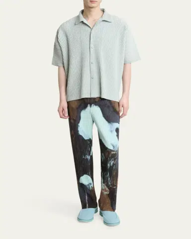 Homme Plissé Issey Miyake Men's Pleated Oversized Polo Shirt | Thumbnail 2