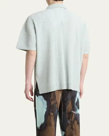 Homme Plissé Issey Miyake Men's Pleated Oversized Polo Shirt | Thumbnail 3