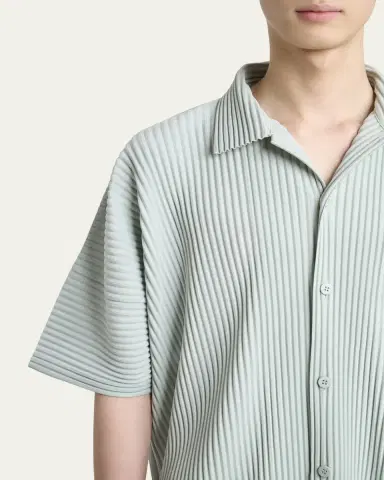 Homme Plissé Issey Miyake Men's Pleated Oversized Polo Shirt | Thumbnail 5