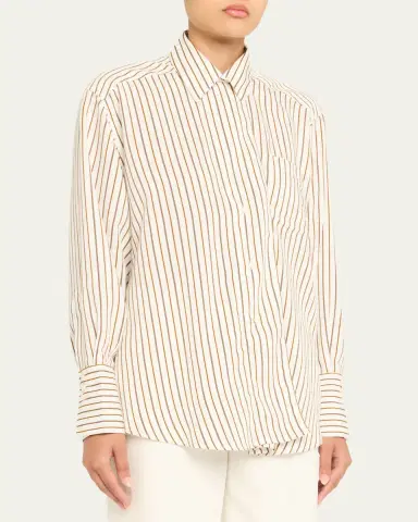 House of Dagmar Asymmetric Fluid Stripe Shirt | Thumbnail 4 House of Dagmar Asymmetric Fluid Stripe Shirt | Thumbnail 4