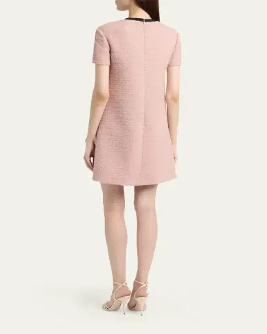 Valentino Garavani V-Logo Pocket Bow-Neck Tweed Mini Dress | Thumbnail 3 Valentino Garavani V-Logo Pocket Bow-Neck Tweed Mini Dress | Thumbnail 3