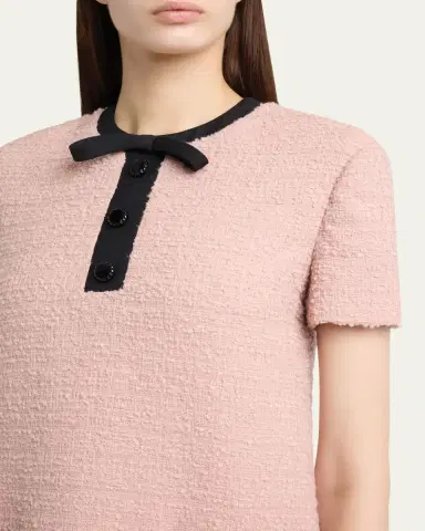 Valentino Garavani V-Logo Pocket Bow-Neck Tweed Mini Dress | Thumbnail 5 Valentino Garavani V-Logo Pocket Bow-Neck Tweed Mini Dress | Thumbnail 5