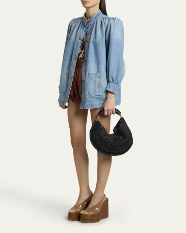 Chloé Summer Banana Top-Handle Bag in Crochet Fabric | Thumbnail 5 Chloé Summer Banana Top-Handle Bag in Crochet Fabric | Thumbnail 5