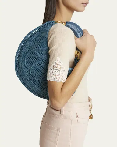 Chloé Summer Banana Top-Handle Bag in Crochet Fabric | Thumbnail 10 Chloé Summer Banana Top-Handle Bag in Crochet Fabric | Thumbnail 10