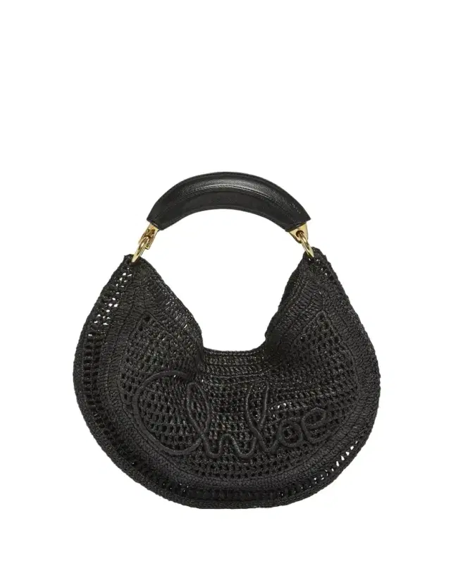 Chloe Summer Banana Top-Handle Bag in Crochet Fabric