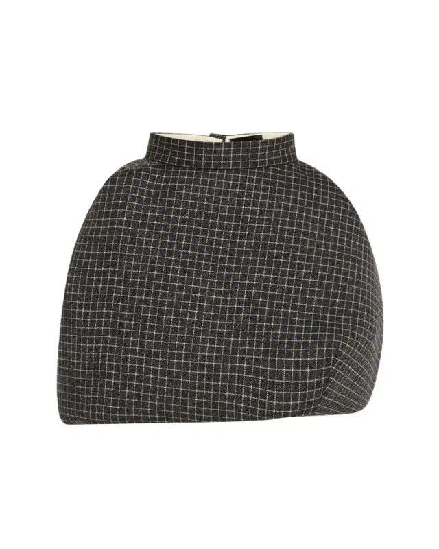 Windowpane Check Padded Bubble Skirt