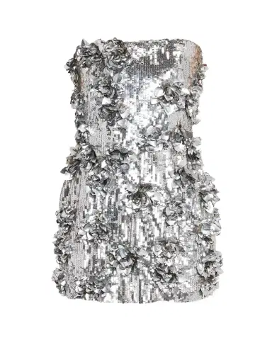 Halston Leela Strapless Floral Applique Sequin Mini Dress | Thumbnail 1 Halston Leela Strapless Floral Applique Sequin Mini Dress | Thumbnail 1