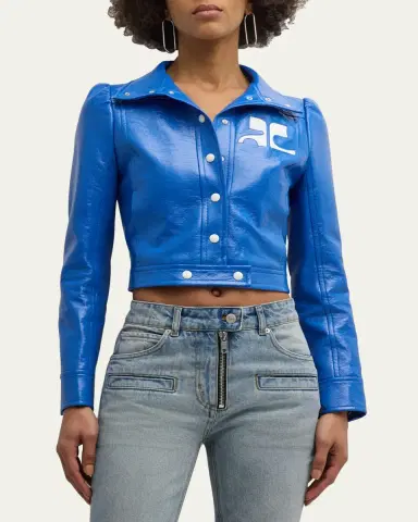 Courrèges Textured Vinyl Crop Jacket | Thumbnail 4 Courrèges Textured Vinyl Crop Jacket | Thumbnail 4