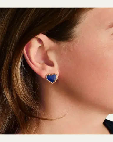 Anabel Aram Jewelry Heart Stone Stud Earrings | Thumbnail 2