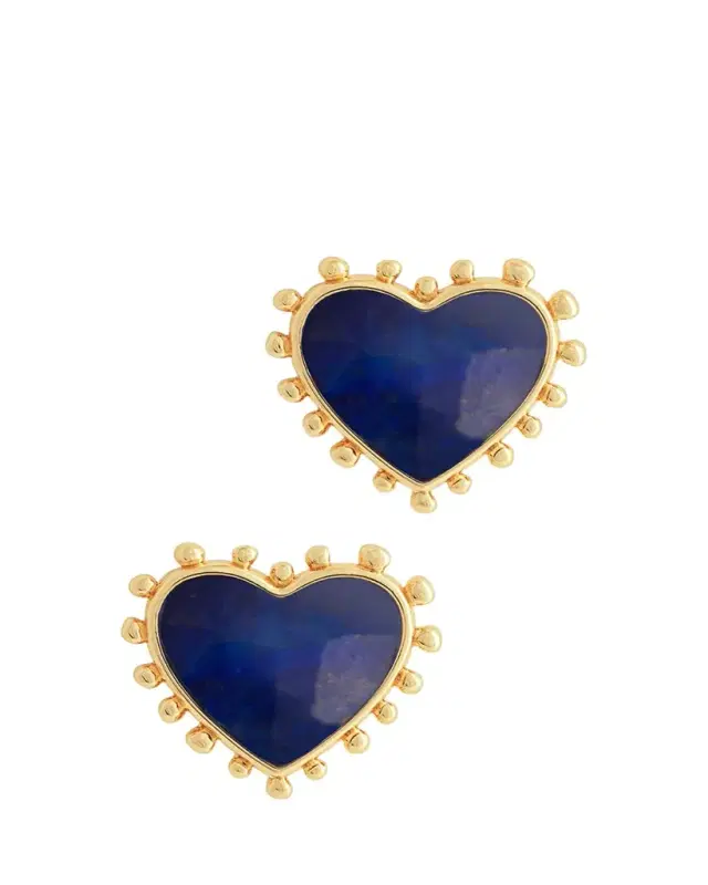 Anabel Aram Jewelry Heart Stone Stud Earrings
