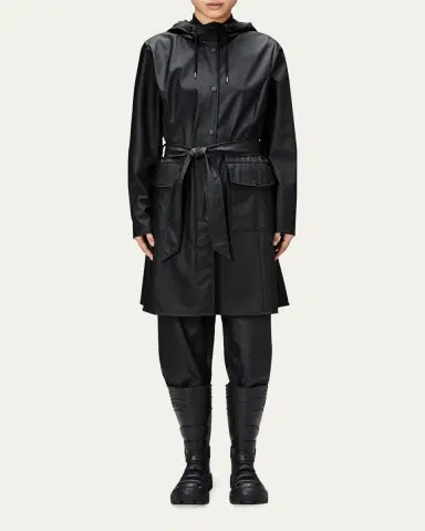 Rains Curve Belted Trench Coat with Drawstring Hood | Thumbnail 2