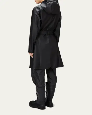 Rains Curve Belted Trench Coat with Drawstring Hood | Thumbnail 3