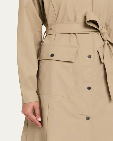 Rains Curve Belted Trench Coat with Drawstring Hood | Thumbnail 8