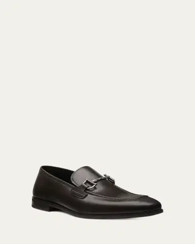 Stuart Weitzman Men's Simon Leather Twist Bit Loafers | Thumbnail 2