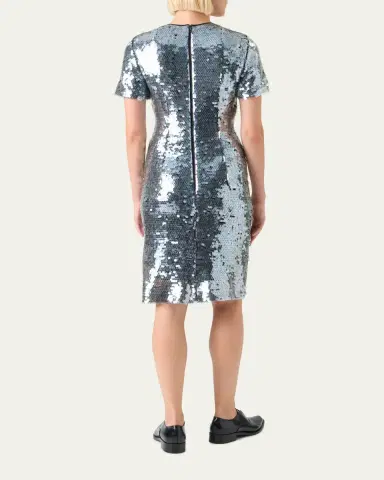 Akris Lucid Sequined Tulle Short-Sleeve Dress | Thumbnail 3 Akris Lucid Sequined Tulle Short-Sleeve Dress | Thumbnail 3