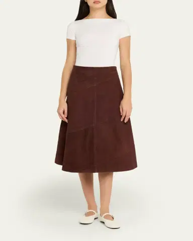 ALICE + OLIVIA Sosie Suede Midi Skirt | Thumbnail 2