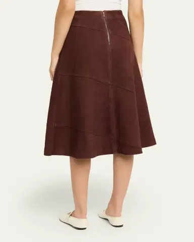 ALICE + OLIVIA Sosie Suede Midi Skirt | Thumbnail 3