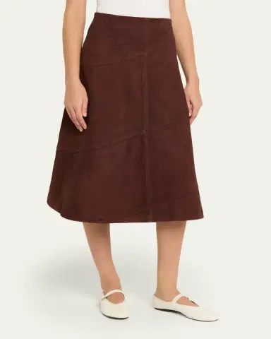 ALICE + OLIVIA Sosie Suede Midi Skirt | Thumbnail 4