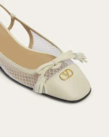 Valentino Garavani 25mm VLogo Signature Valet Mesh and Leather Ballerina Flats | Thumbnail 3 Valentino Garavani 25mm VLogo Signature Valet Mesh and Leather Ballerina Flats | Thumbnail 3