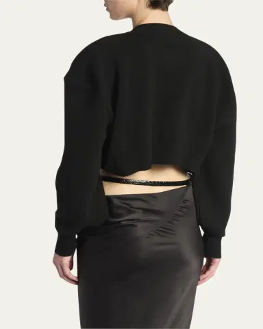 Tom Ford Wool-Cashmere Blouson-Sleeve Crop Sweater | Thumbnail 3 Tom Ford Wool-Cashmere Blouson-Sleeve Crop Sweater | Thumbnail 3