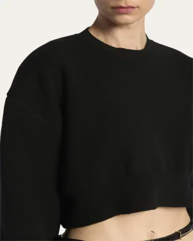 Tom Ford Wool-Cashmere Blouson-Sleeve Crop Sweater | Thumbnail 5 Tom Ford Wool-Cashmere Blouson-Sleeve Crop Sweater | Thumbnail 5