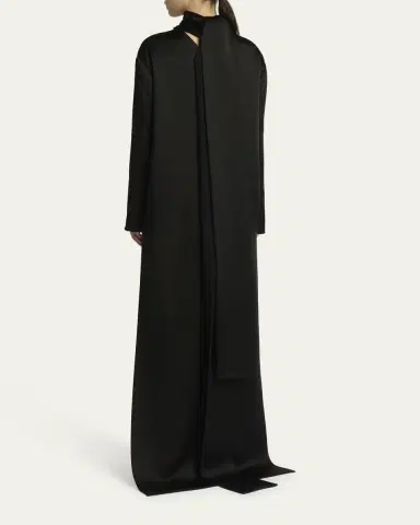 Tom Ford Mock-Neck Scarf Crepe High-Low Dress | Thumbnail 3 Tom Ford Mock-Neck Scarf Crepe High-Low Dress | Thumbnail 3