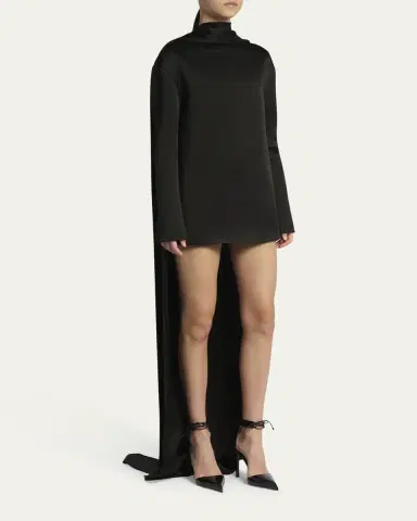Tom Ford Mock-Neck Scarf Crepe High-Low Dress | Thumbnail 4 Tom Ford Mock-Neck Scarf Crepe High-Low Dress | Thumbnail 4