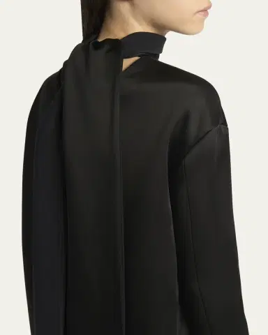 Tom Ford Mock-Neck Scarf Crepe High-Low Dress | Thumbnail 5 Tom Ford Mock-Neck Scarf Crepe High-Low Dress | Thumbnail 5