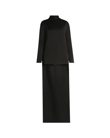 Tom Ford Mock-Neck Scarf Crepe High-Low Dress | Thumbnail 1 Tom Ford Mock-Neck Scarf Crepe High-Low Dress | Thumbnail 1