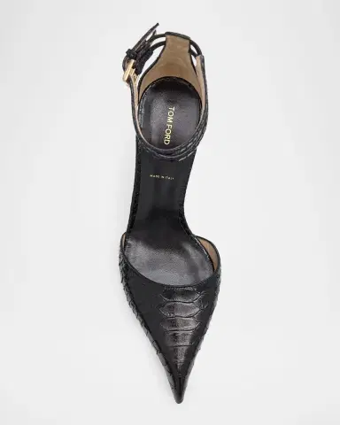 TOM FORD Python Stamped Leather Double Ankle Strap Pumps | Thumbnail 5