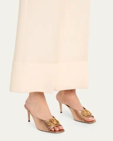Valentino Garavani 80mm VLogo Signature Metallic Leather Mule Pumps | Thumbnail 2 Valentino Garavani 80mm VLogo Signature Metallic Leather Mule Pumps | Thumbnail 2