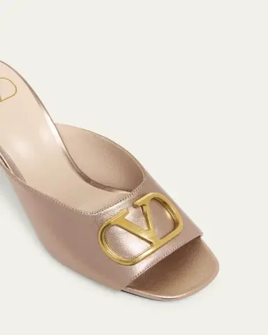 Valentino Garavani 80mm VLogo Signature Metallic Leather Mule Pumps | Thumbnail 5 Valentino Garavani 80mm VLogo Signature Metallic Leather Mule Pumps | Thumbnail 5