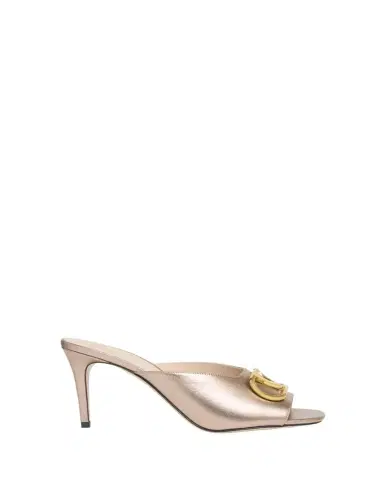 Valentino Garavani 80mm VLogo Signature Metallic Leather Mule Pumps | Thumbnail 1 Valentino Garavani 80mm VLogo Signature Metallic Leather Mule Pumps | Thumbnail 1