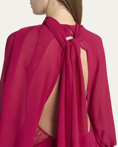 Alexander McQueen Draped Open-Back Ruffle Cape Gown | Thumbnail 5
