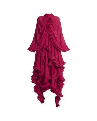 Alexander McQueen Draped Open-Back Ruffle Cape Gown | Thumbnail 1